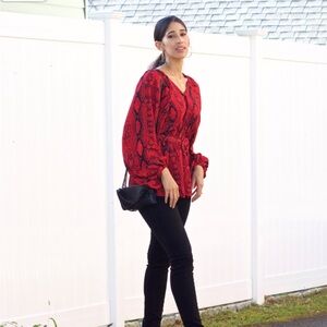 ASOS Red Snake‎ Print Blouse